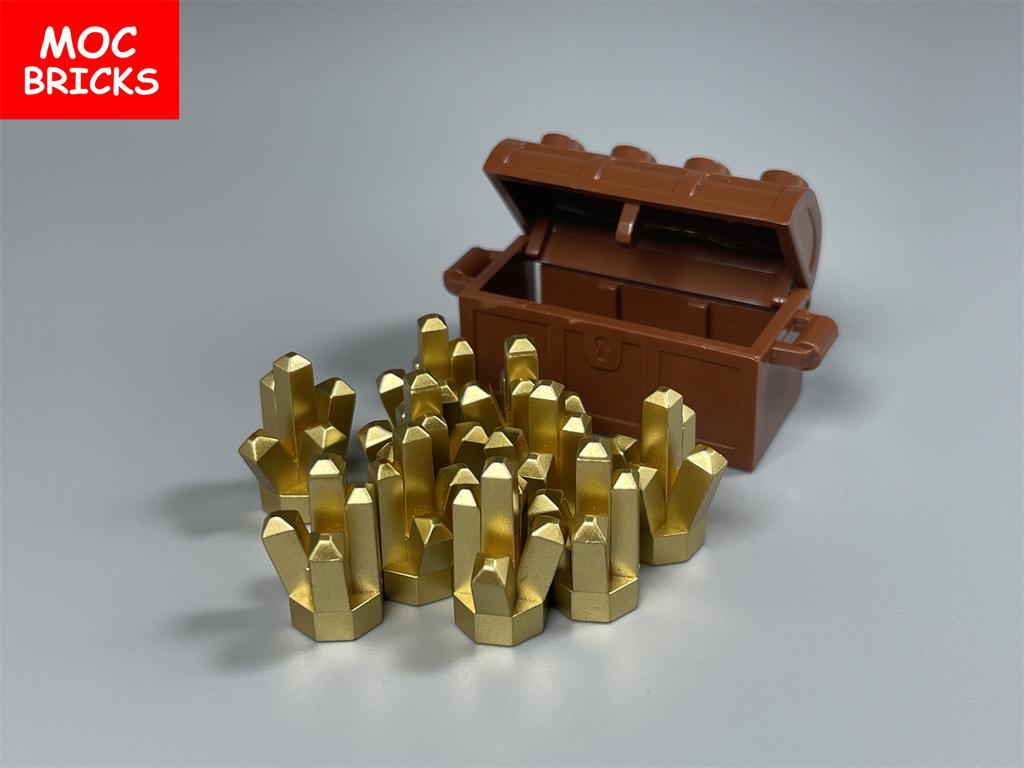 MOC Кубики Шкатулка с сокровищами Деньги Золотая монета Драгоценный камень Строительные блоки Образовательные Собранные детали Игрушки Для детей Подарок