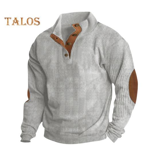 Весна Осень Мужской Топ Цветные Блоки Лоскутная Ретро Стиль Полуоткрытый Воротник-стойка Толстовка Плюс Размер Свободный Длинные Рукава Топ Повседневная Жизнь Офис И Отдых