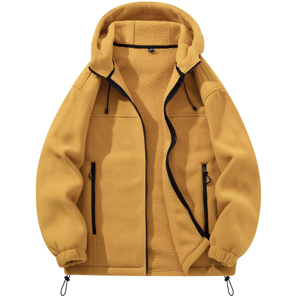 Большой размер осень и зима новая мужская уличная теплая флисовая куртка куртка с капюшоном