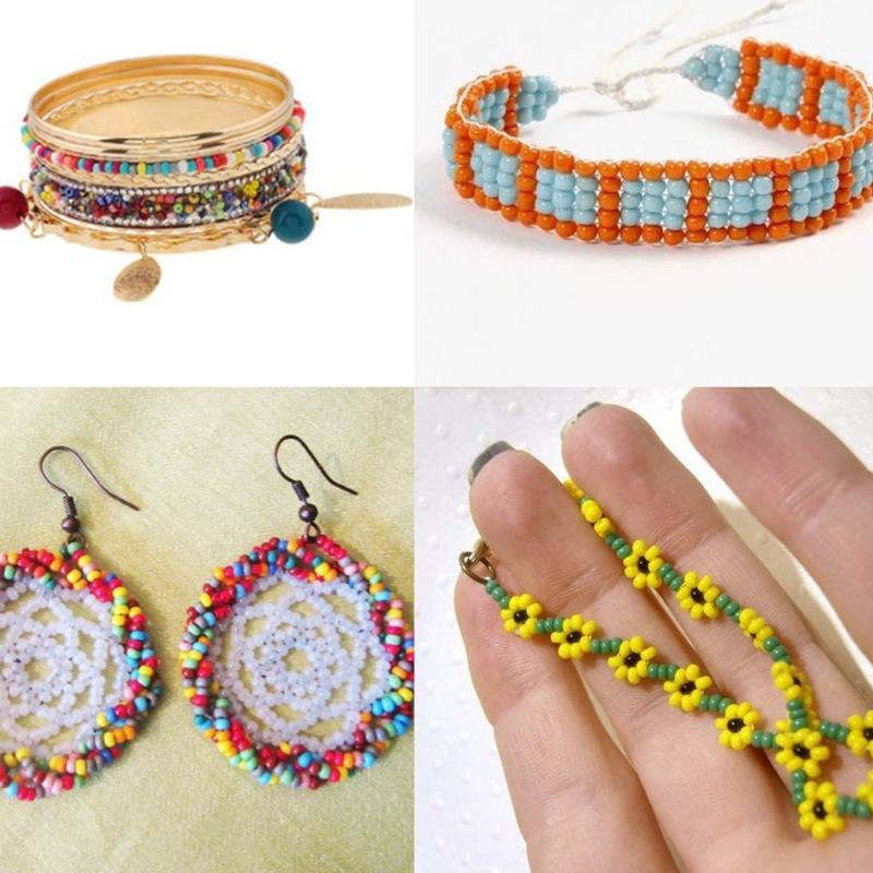 7000Pcs/15 Color Bracelet Glass Beads Small Craft Beads Kit Loose Spacer Bead for Jewelry Making with Storage Boxes