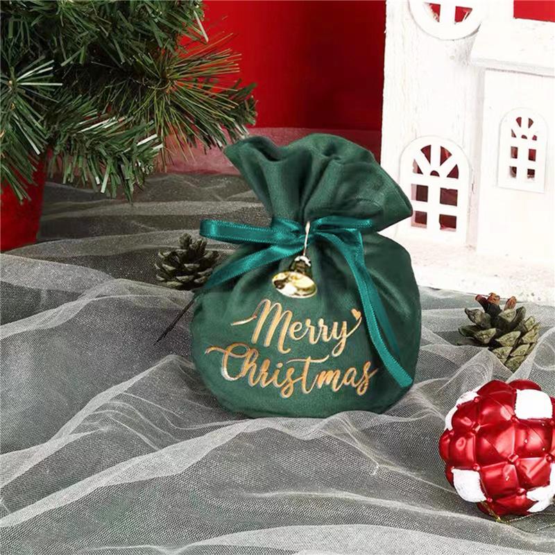 Christmas Velvet Apple Candy Gift Bags Xmas Party Cookies Favors Packaging Bags Kids Present Exquisite Drawstring Bags Red Green