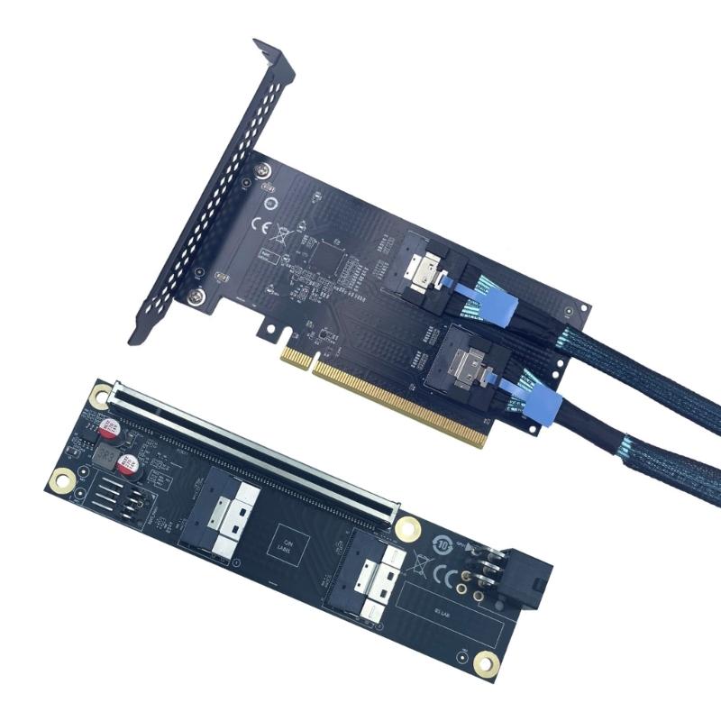 Universal PCIe4.0/5.0 Compatible Expansion Card Converting X16 Slot to SlimSAS Interfaces for Multiple Device Connection