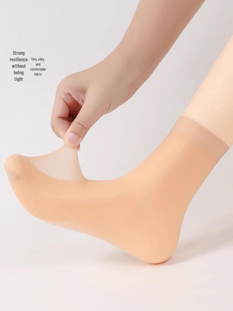 Женские черные чулки выше колена с красной отделкой - Нескользящие, прозрачный шелк 0D