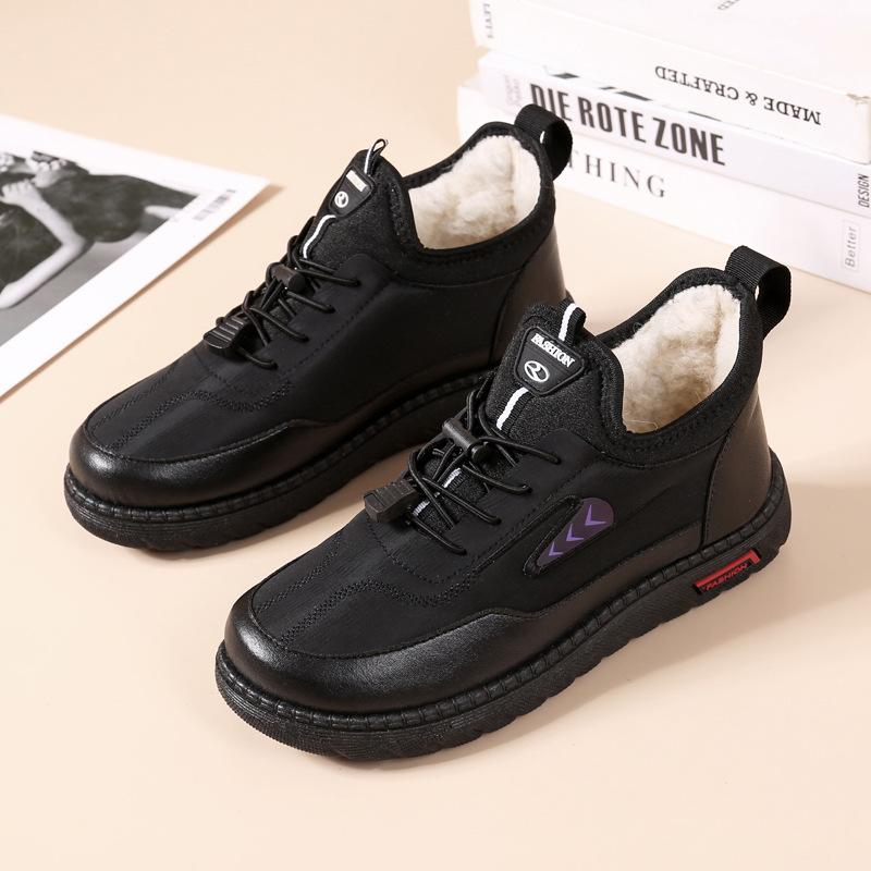 Женские зимние толстые теплые кроссовки на флисовой подкладке, уличная обувь с противоскользящей подошвой для женщин, легкая повседневная спортивная обувь на меховой подкладке