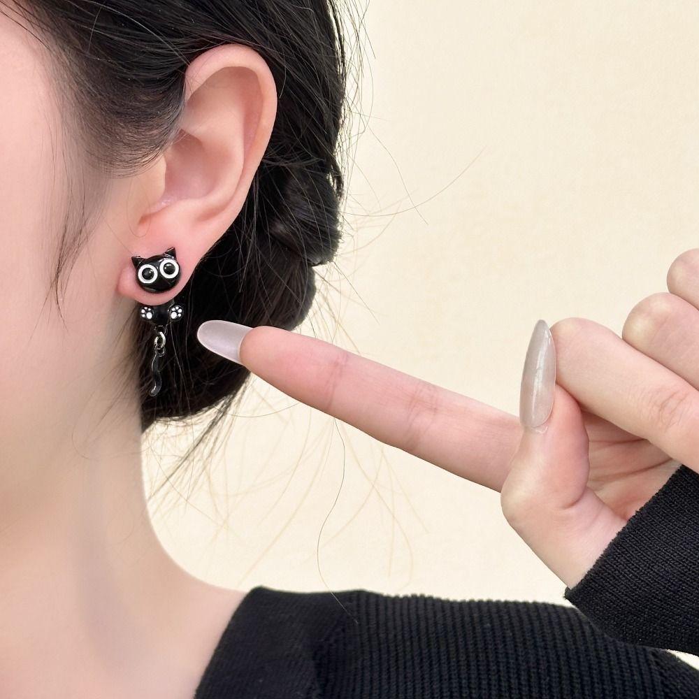 Серьги-подвески Черная Кошка из сплава Сладкие Легкие Роскошные Серьги Серьги с Черным Котенком Для Девочки Женщины