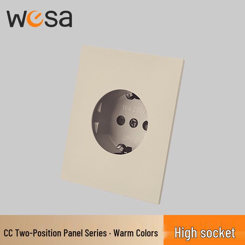 WESA European Standard Multi-hole Socket Panel with Warm Colors, Flame Retardant Protection, and Simple European Style Switch