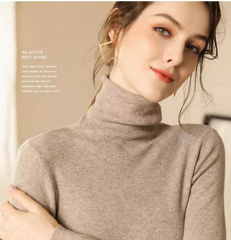 Женский джемпер, однотонный, водолазка, вязаный свитер с длинным рукавом, теплый вязаный пуловер, джемпер