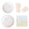 Birthday Party Must-Have White Bronzing Polka Dot Theme Disposable Items Plate Paper Cup Tablecloth Flag Decoration
