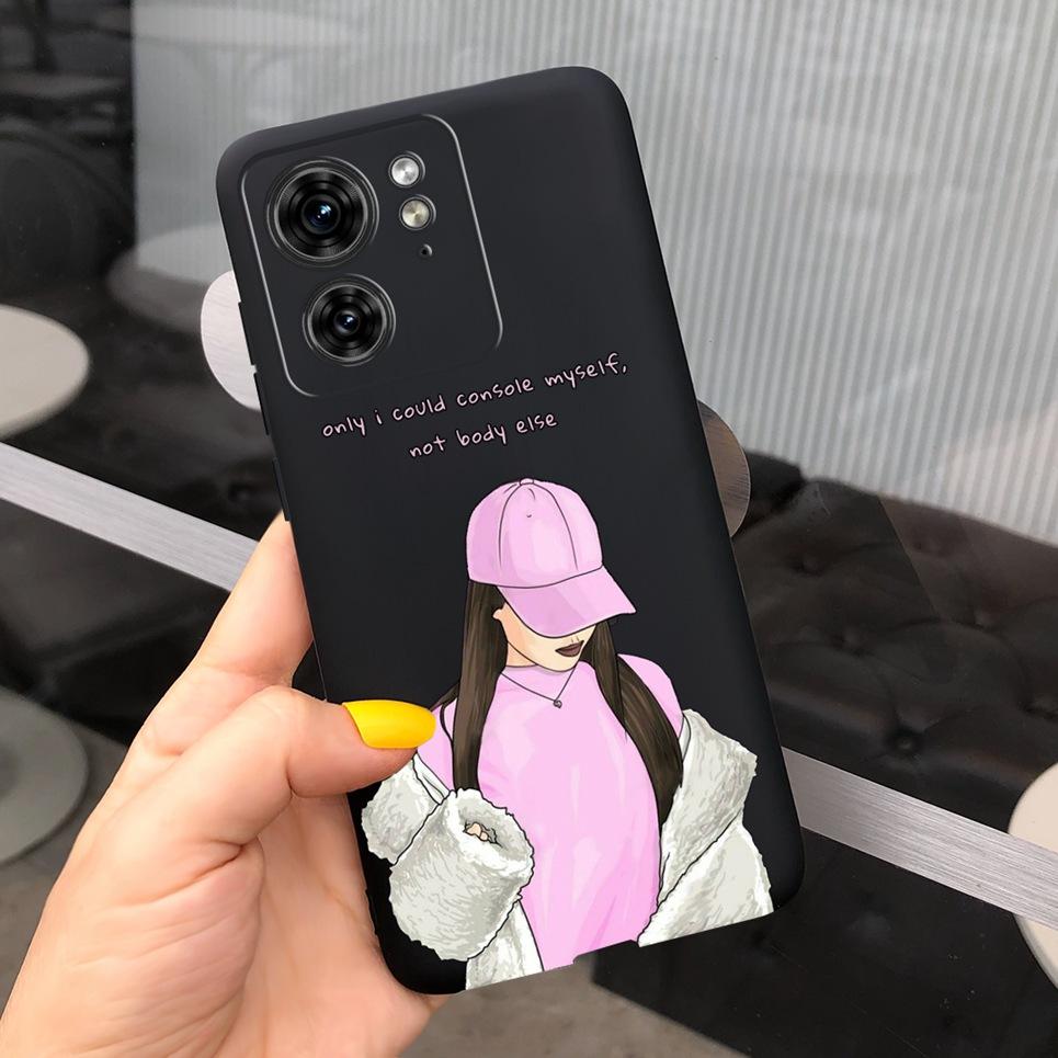 Чехол на заднюю панель с узором Сердце Любви для пары Для Motorola Edge 40 Neo Edge40 5G Ультрамягкий Тонкий Черный Чехол Цветочный Capa Силиконовый Coque