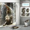 Полиэстер Слон 3D Цифровая Печать Ванная Комната Персонализированная Перегородка Шторка для Душа Комплект из Четырех Частей
