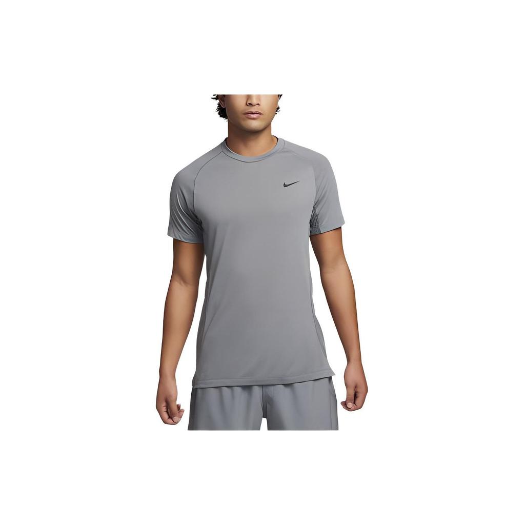 Nike Flex Rep Solid Logo Round Neck Short Sleeve Fitness Shirt Men Tops Smoke-Gray FN2979-084