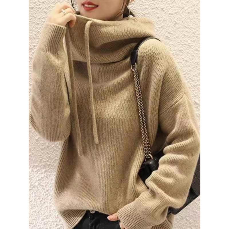Autumn Women Sweaters High-Necked Pullover Tops Female Knitted Basic Tees Green Sweater