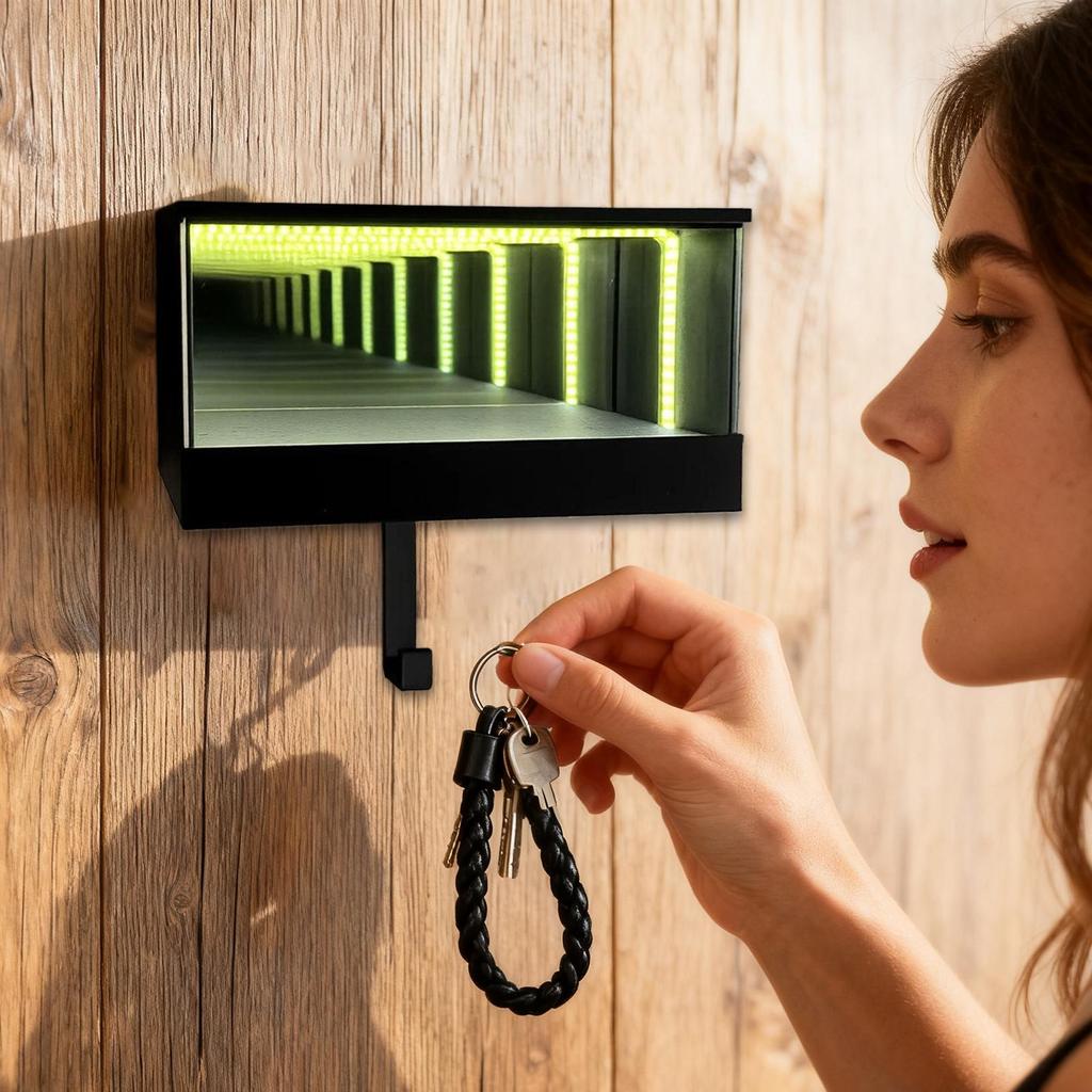 Ключница Infinity для гаража Крючки для гаража Коробка LED Органайзер USB-зарядка Декоративное зеркало Иллюзия Ключница для дома Декор дома