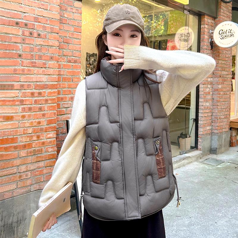 New small down cotton vest women's winter thickened loose simple warm vest vest