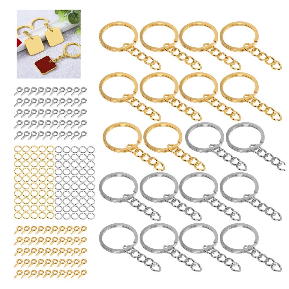 220pcs Gold DIY Keychain Rings Silver Keychain Rings Kit Split Keychain Rings  Jewelry Making