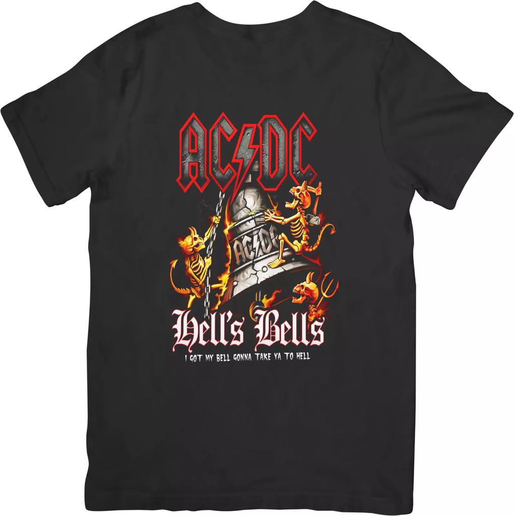 AC/DC Музыка Унисекс Крой для Мужчин и Женщин Качественная Хлопковая Футболка Черная