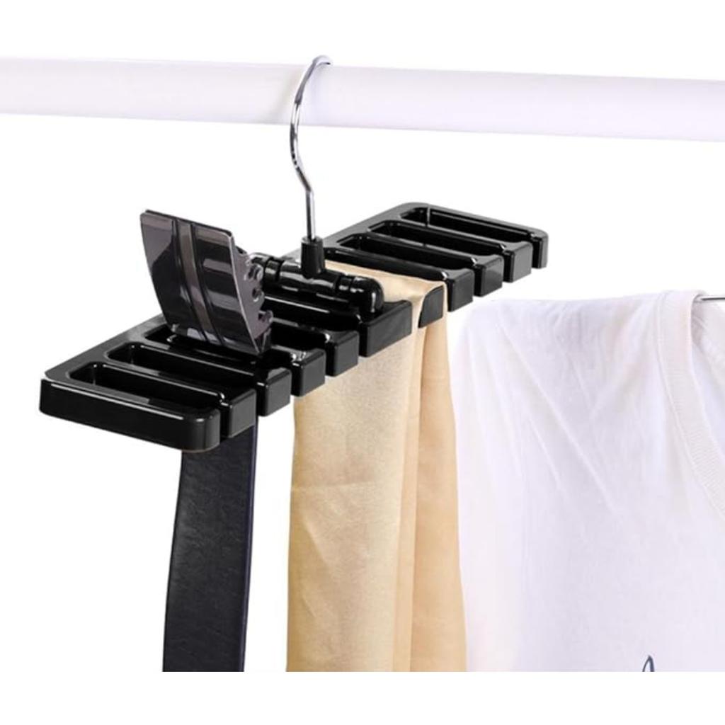 10 Slot Tie Belt Scarf Rack Holder Organizer Belt Hanger Rack Holder for Closet Wardrobe Storage Space Saver 360 Degree Rotating