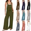 Women's Overalls Jumpsuit Casual Loose Sleeveless Adjustable Tie Straps Bib Wide Leg Rompers Outfits With Pockets