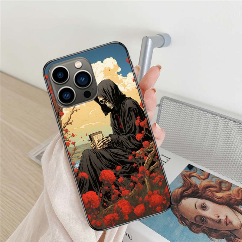 Чехол для телефона 'Жнец Череп Скелет' Для Iphone 17 Air 16 15 Pro Max 14 Plus 16E Coque 13 Pro 12 Mini 11 Прозрачный Силиконовый C
