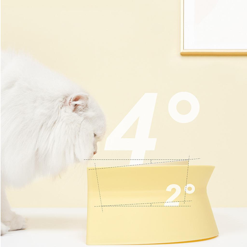 Double Dog Water Food Bowls Elevated Neck Protection Pet Double Bowl for Dogs Cats Pets Yellow White