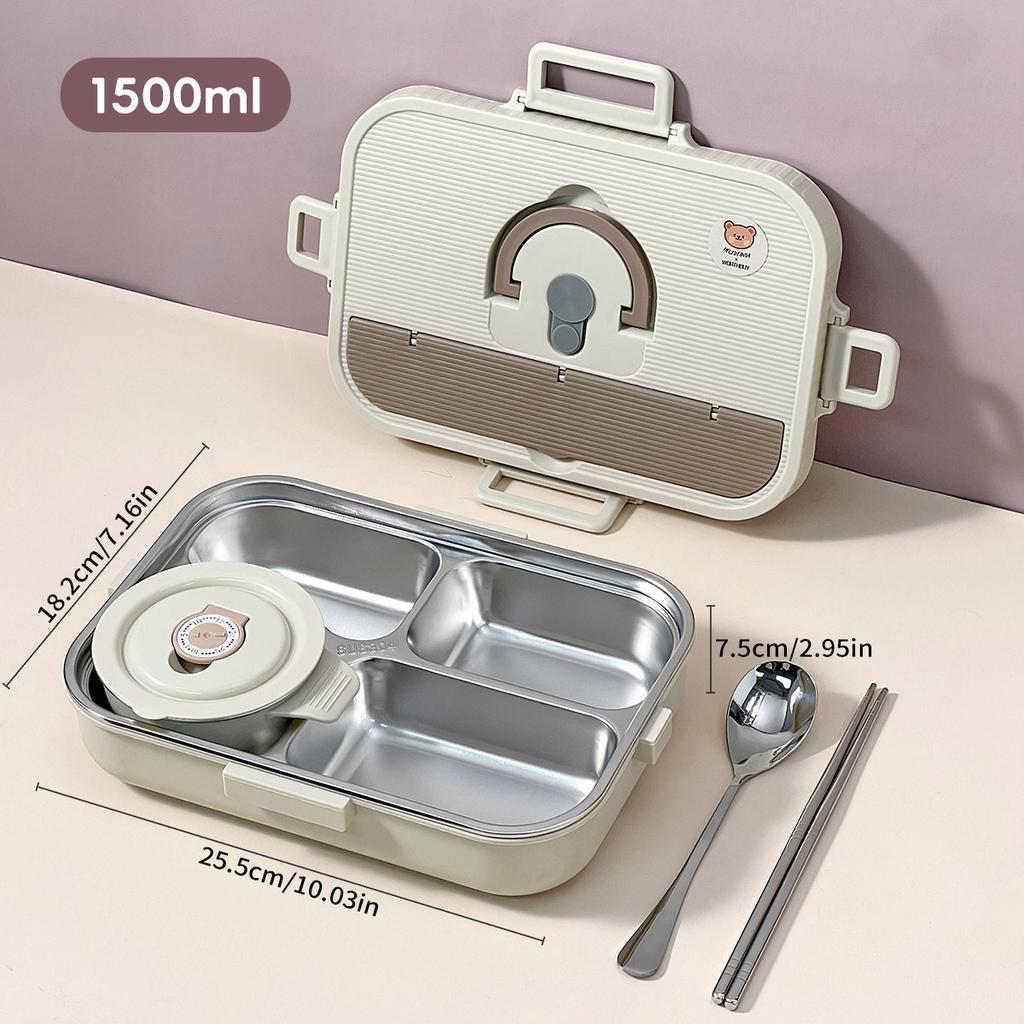 WORTHBUY Large Capacity 304 Stainless Steel Divided Lunch Box For Student Safe Heatable Portable Leak-proof Lunch Container Set