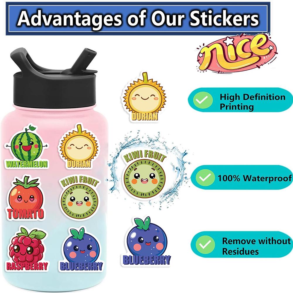 50PCS Mixed Fruit Pear Banana Stickers For Waterproof Decal Laptop Motorcycle Luggage Snowboard Fridge Phone Car Sticker