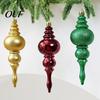 Holiday Party Decoration Accessories 6 Pcs Finial Drop Christmas Ornament, Glitter Shatterproof Plastic Decorative Hanging Ornaments for Home
