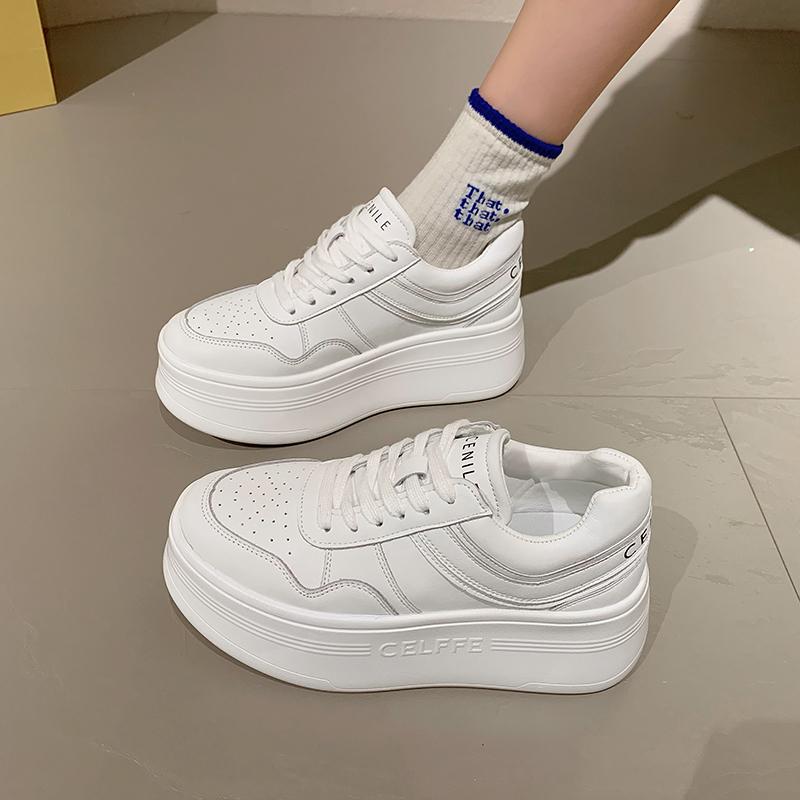 Мода 2024 Осень Женские Удобные Дышащие Нескользящие Однотонные Повседневные Кроссовки на Толстой Подошве для Ходьбы