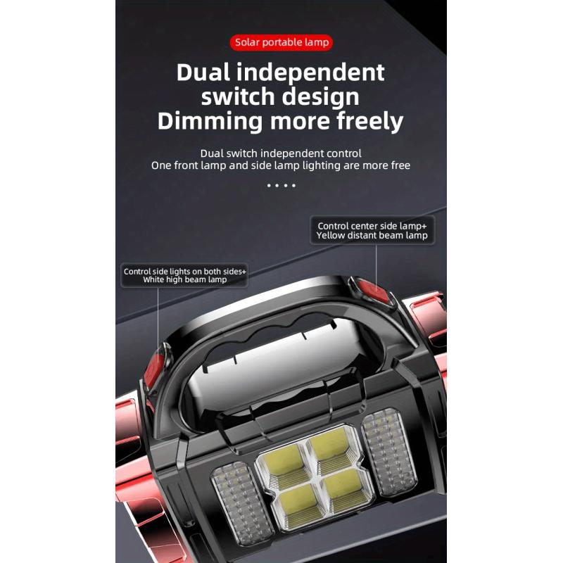 Multifunctional LED Solar Camping Light, Bright Portable Rechargeable Flashlight, Suitable For Outdoor Hiking Camping