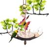 Hanging Birds Feeder for Outdoors Umbrella Shaped Birds Feeder Tray with Dragonfly/Butterfly/Honeybee Metal Wild Birds Bath for Garden Backyard Decor