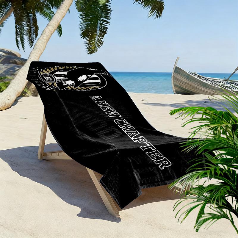 Collingwood Magpies Print Beach Towel, Large Soft Quick Dry Towel for Beach Camping Swimming