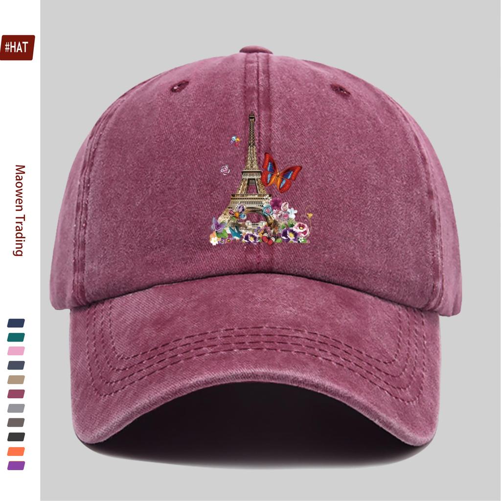 pc Eiffel Tower And Butterfly Pattern Design Printed Baseball Cap Suitable for Casual Travel Party Wear And Decoration Hat Tr
