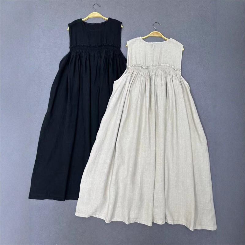 Johnature Повседневное платье без рукавов для женщин, летнее, повседневное, свободное, простое, с эластичной талией