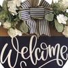 Front Door Welcome Sign Farmhouse Rustic Round Wooden Bowknot Letter