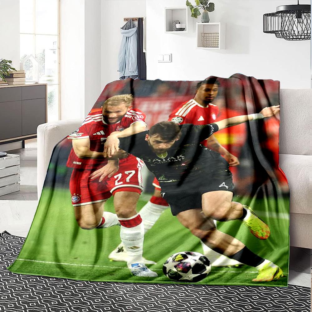 Bayern Munich Soccer Match Flannel Blanket, Football Players Competition Print Throw Blanket, Soft Warm Sofa Bed Blanket, Fan Home Gift