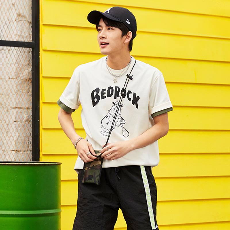 New Era SS22 Мультяшная Буква Свободная Футболка Унисекс Топы Слоновая кость 13274199