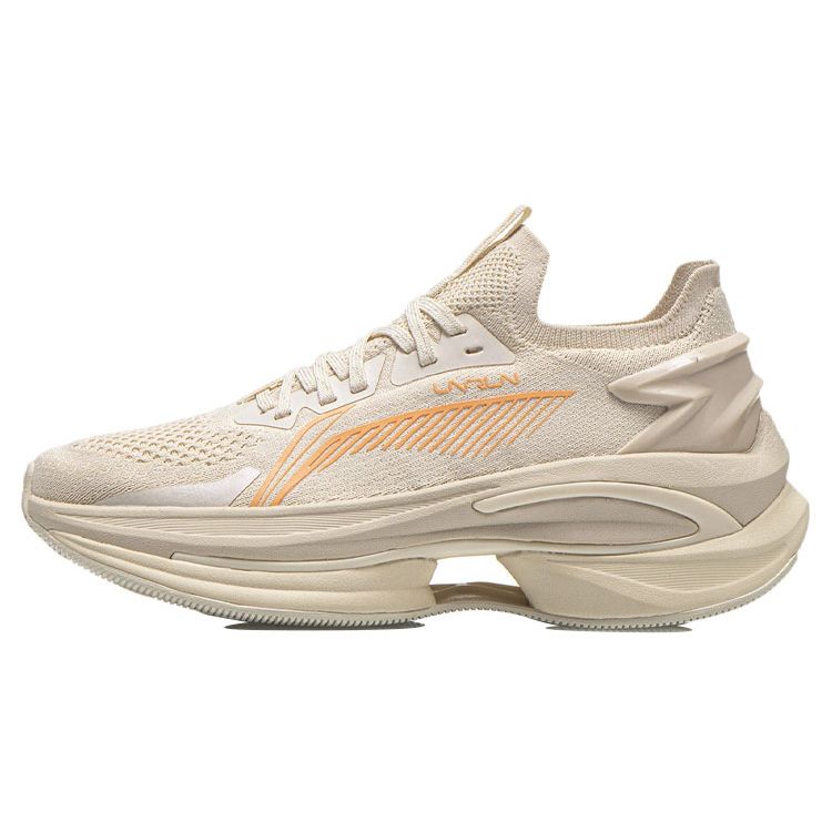 Li Ning Wu Shi 5S 1.0 Flyknit Comfortable Casual Breathable Low-Top Running Shoes Women Sneaker Gray Apricot ARHR210-4