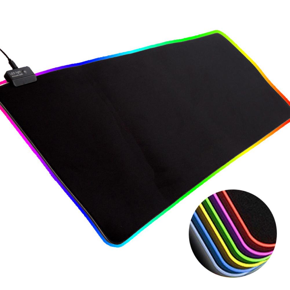 LED Luminous Colorful Lights RGB Gaming Mouse Pad Keyboard Mat For Computers