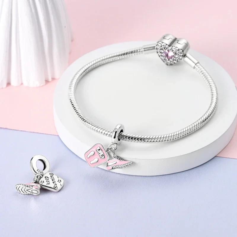 Шармы Медно-розовые Весы Спортивная обувь Подвески Fit Charms Plataoriginal Браслет Бусины Женские Изготовление ювелирных изделий