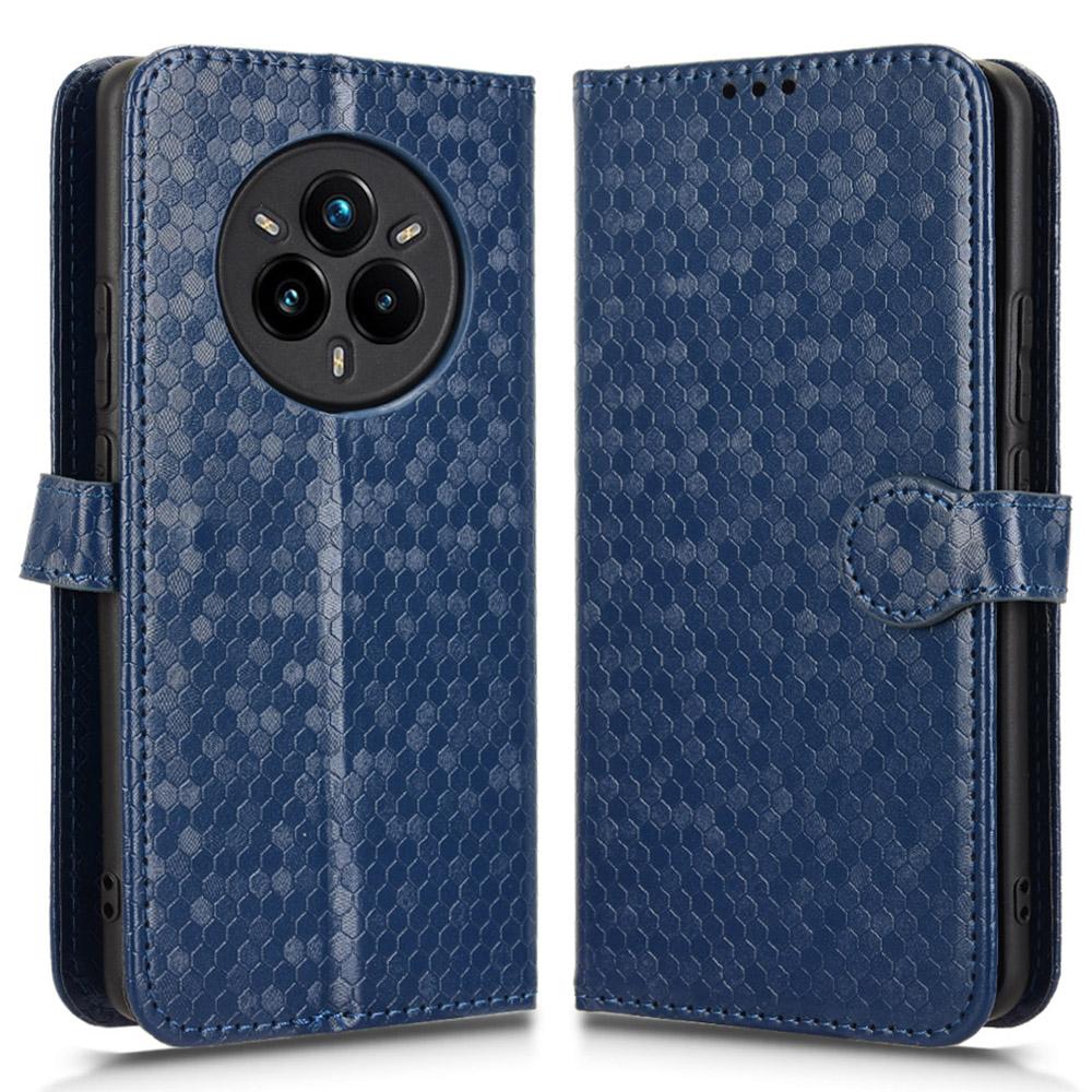 For Realme 14 Pro+ 5G Wallet Case Dot Pattern Imprint PU Leather Phone Cover