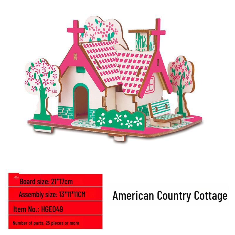 3D деревянная модель дома-головоломки: Развивающая игрушка для раннего обучения детей