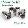 Квадратный привод 1/2" 12-гранная головка-бита Трещотка 12-гранные головки 8мм-32мм Набор ручных инструментов 12 углов Головка 'Цветок сливы'