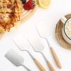 Stainless Steel Square Head Steak Cooking Spatula Wood Handle Pizza Shovel Pancake Beef Turner Scraper Utensils For Kitchen