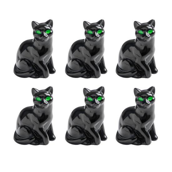 6Pcs Mini Resin Cats Glow-in-the-Dark Transparent Kitten Ornaments Miniature Cat Figurines for Fairy Garden Decor Micro Landscapes Crafts