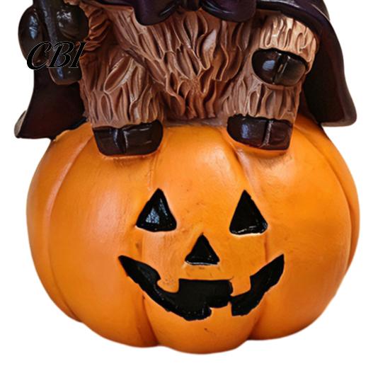 Unique Holiday Presents 2Pcs Halloween Highland Cow Witch Ornament, Resin Figurine with Hat Pumpkin Broom Fall Seasonal Displays & Skull, Cute