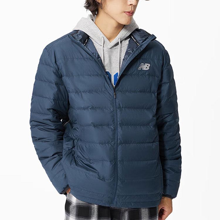 Men's New Balance Down Jackets Men's Navy Blue Hooded Thickened Other