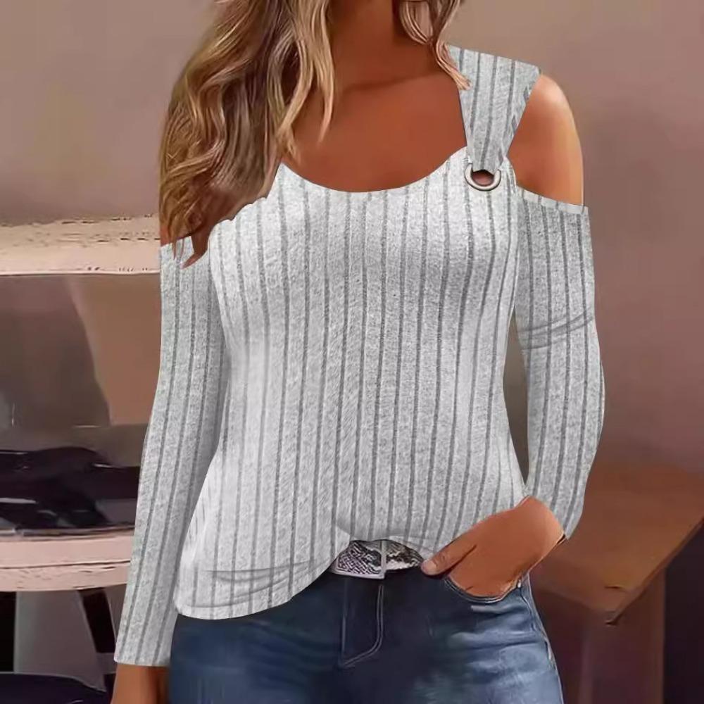 HNXC Женские модные повседневные осенне-зимние однотонные блузки и рубашки с круглым вырезом и длинными рукавами с принтом