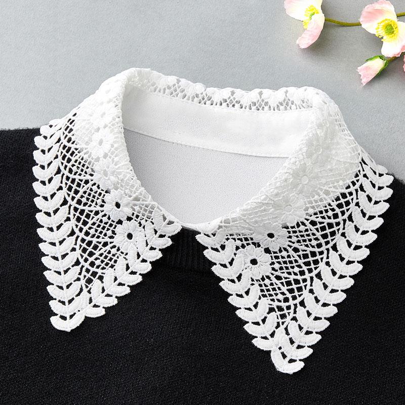 Модный белый черный кружевной воротник с искусственным воротником для женщин с цветочным принтом, женский шифоновый воротник с полуворотником, съемные воротники для женщин, свитер