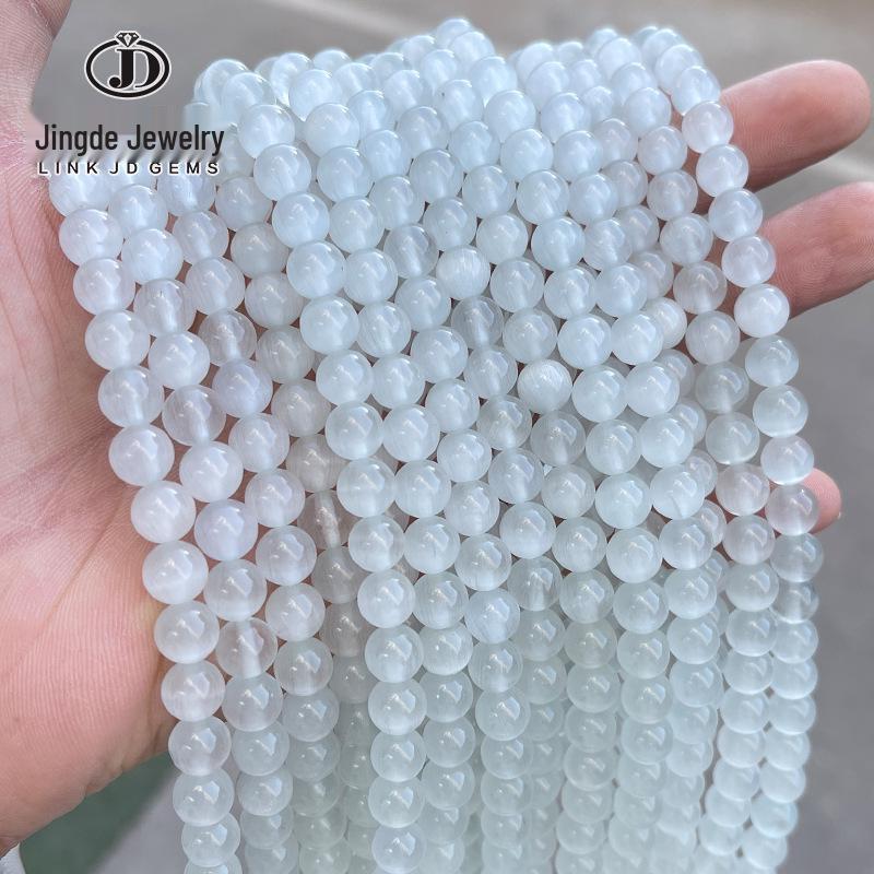 Jingde Jewelry Бусины из белого кошачьего глаза, Набор для браслета, DIY аксессуары, Круглые бусины