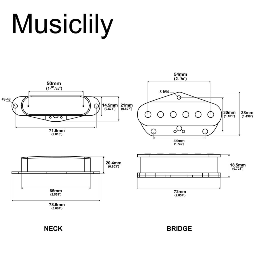 Artec TFA40 Alnico 5 Telecaster Pickups, PU Set TL, for Neck/Bridge Electric Guitars, Black (Set of 2)